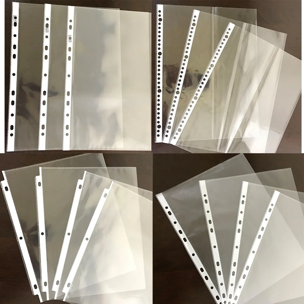 11 Hole Sheet Protector Plastic File Folder A4 Punched Pocket Single