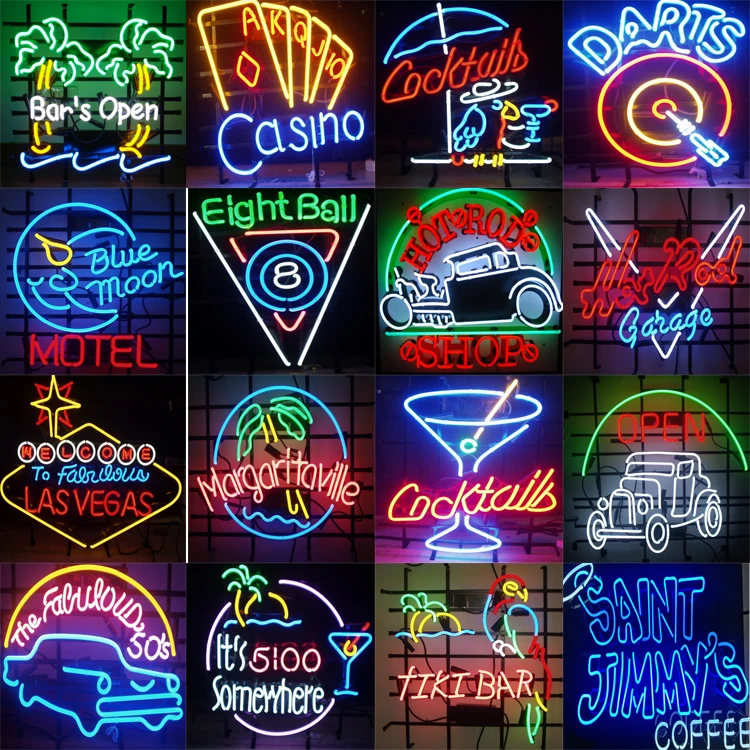 Acrylic Background With Printing Real Glass Neon Words Light Sign - Buy ...