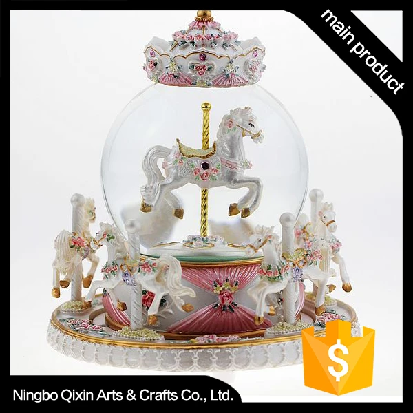 Decorative Snow Water Globe,Carousel Snow Globe,Rocking Horse Snow