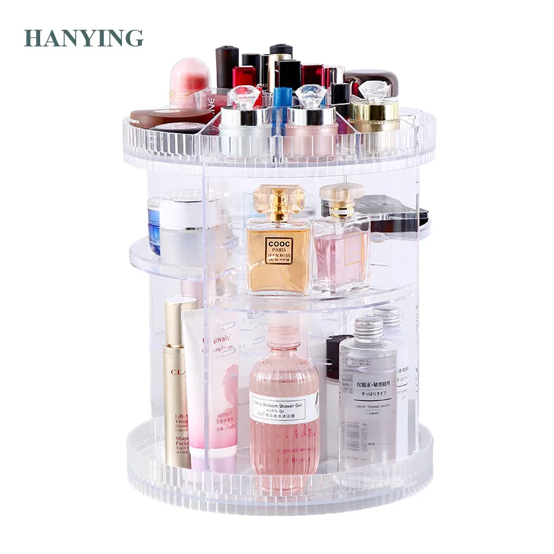 

360 Degree Acrylic Rotating Storage Tower Rack, Transparent