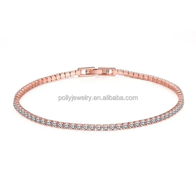 

Ladies's 18K Gold Plated Simple Design Daily Wear Women's Round 0.5 Carat Clear Diamond Zircon Tennis Bracelets, Gold;rose gold