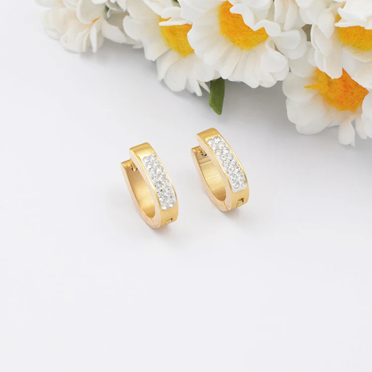 

Latest style high quality zirconia stainless steel earrings women jewelry, Gold