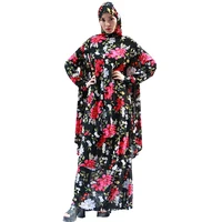 

2018 New design Multicolor Small floral two piece hijab prayer abaya dress with maxi size