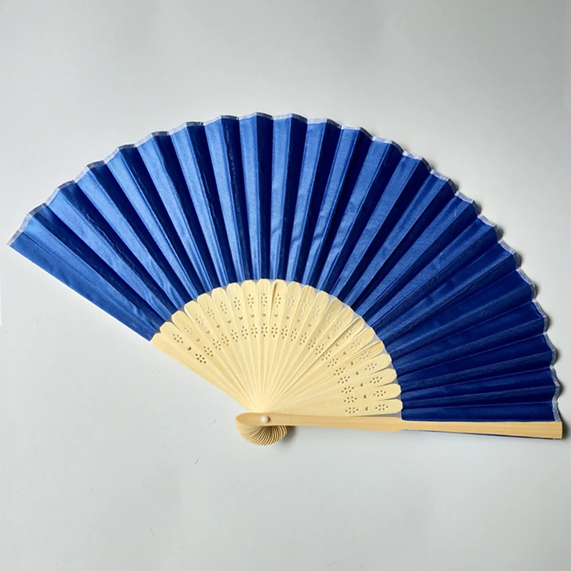 

Wedding Guest Souvenir Personalized Custom Solid colors silk Hand Fan for wedding gifts, White and multicolors