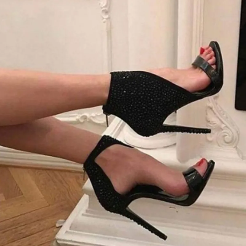 

CSS75 Wholesale Custom Fashion Latest Designs Sexy Open Toe Dress Footwear High Heel Sandal Women Shoes, Black