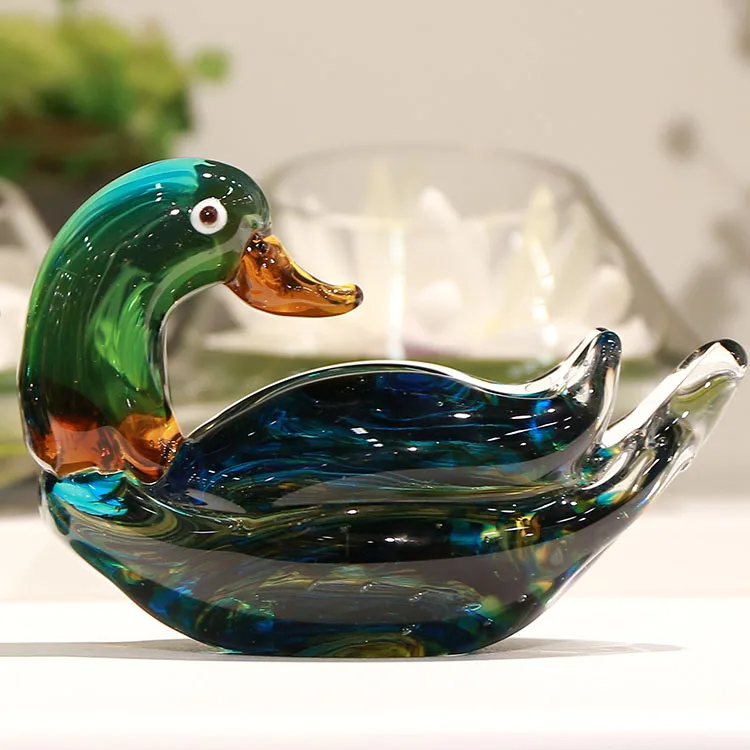 
blue Glass duck for home Decoration 
