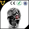 Men's 316L Stainless Steel Ring CZ Silver Black Red Skull Gothic