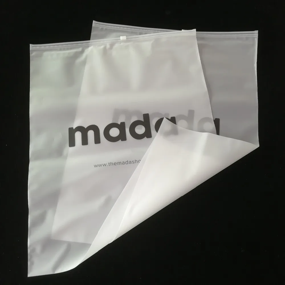 Cheap Printed Zipper Garment Shirt Packaging Pvc Frosted Slide