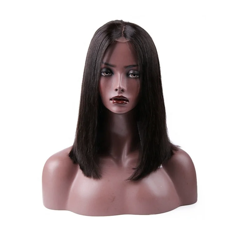 

Best brazilian raw quality human hair wigs , top closure double drawn wig, Color #1b