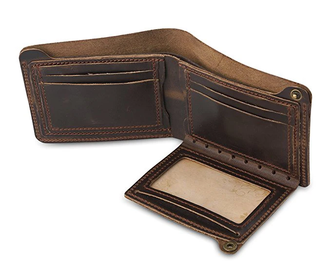

Men's Genuine Leather Handmade Bifold Wallet, Any color is available
