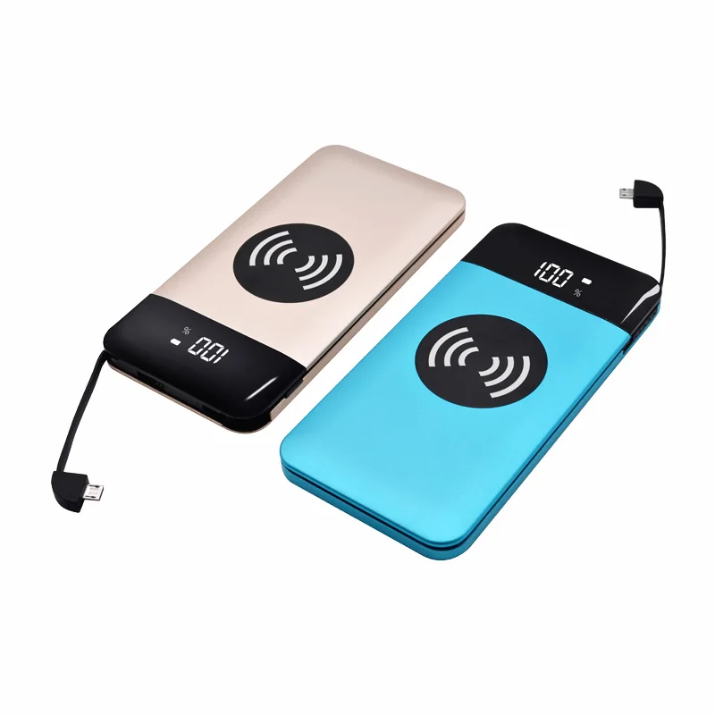 

Qi 10000mah Factory Supply Newly LCD Display Portable Charger Wireless Power Bank