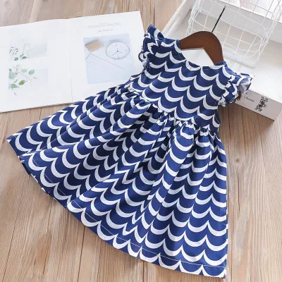 

Hu Sunshine Wholesale 2019 New Girls Dress Wave strip Flying Sleeve Children Dress Girl Dress 2-6t Free Shipping, White