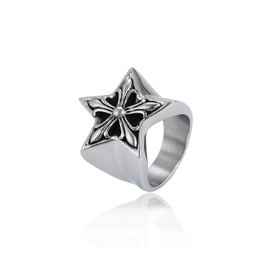 

15870 xuping fashion stainless steel five pointed star shape design ring for men