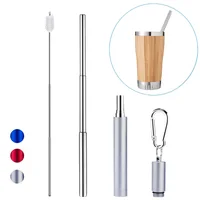 

2019 Amazon Hot Selling 18/8 reusable collapsible straw stainless steel straws with customized logo metal straws