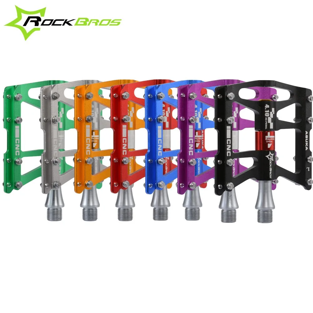 

ROCKBROS Accessories for Bicycles Ultralight Bike Outdoor Sports MTB Mountain Fixie Bike Flat Alloy Aluminum Pedal, Black/red/blue/silver/green/gold/titanium/purple