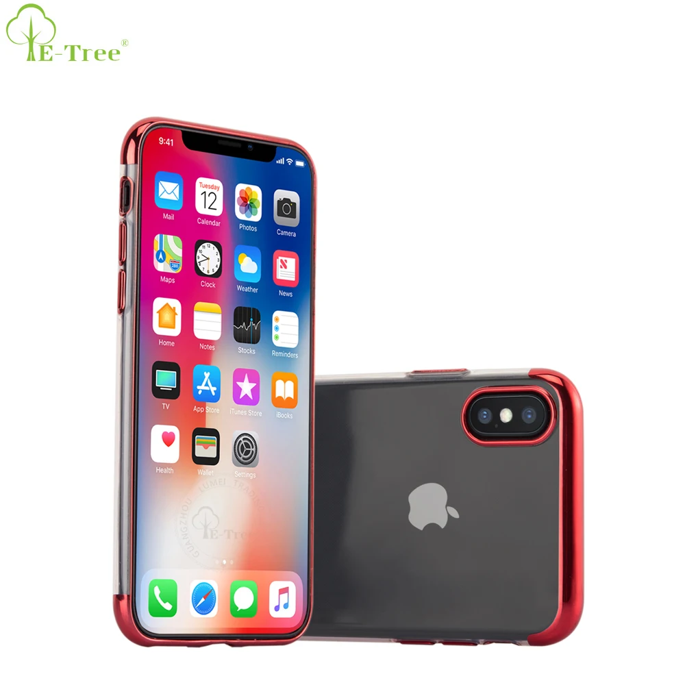 

Plating Skin Style Clear Soft TPU Gel Electroplating Phone Case For iPhone X Bumper Cover, Optional