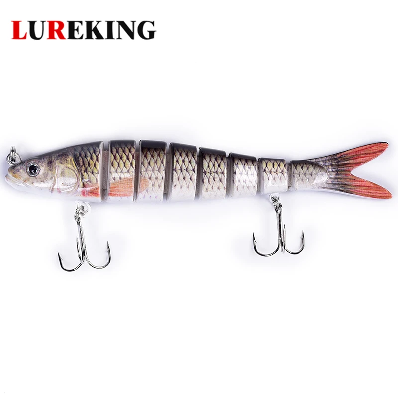 

Lureking Hot Sale Artificial Hard Plastic 8 Sections Swimbait, 5.5 inch 14cm Jointed Fishing Lure With Strong Treble Hooks