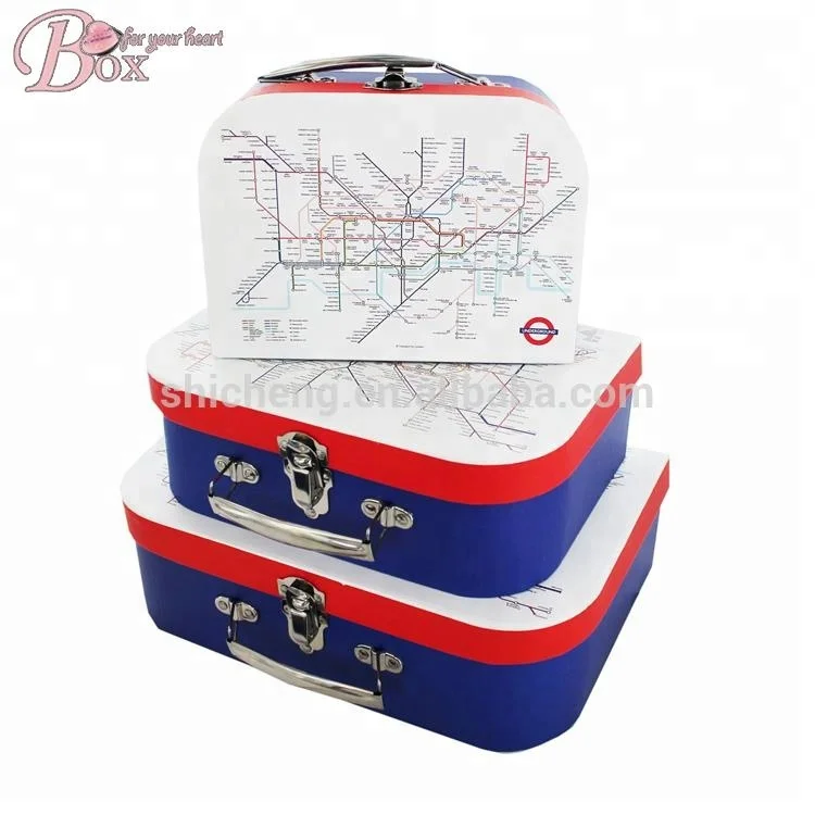 Wholesale Art Custom Cardboard Kids Suitcase Gift Box With Handle