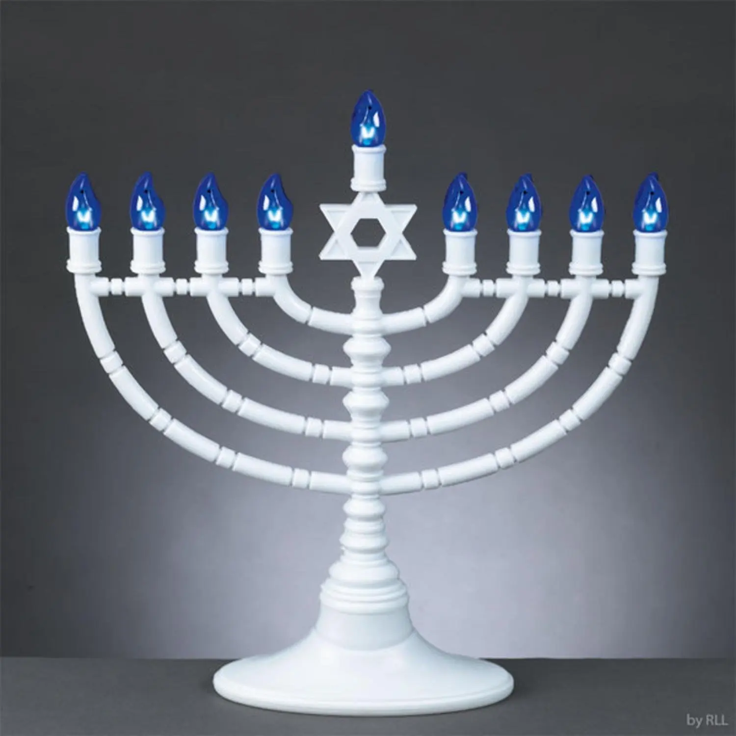 11.5 Large Traditional Style Silvertone Chanukah Hanukkah Traditional Menorah 