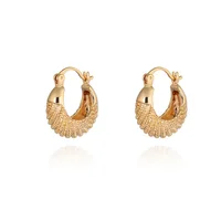 

Newest Design Women Gold Jewelry Retro 18K Real Gold Plated Fish Shape Hoop Huggie Earrings