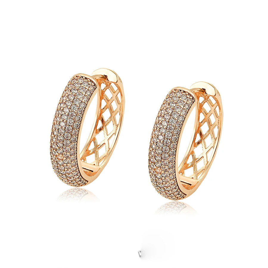 

98367 xuping wholesale 18k gold plated Hoop , huggie luxury micro pave earring jewelry