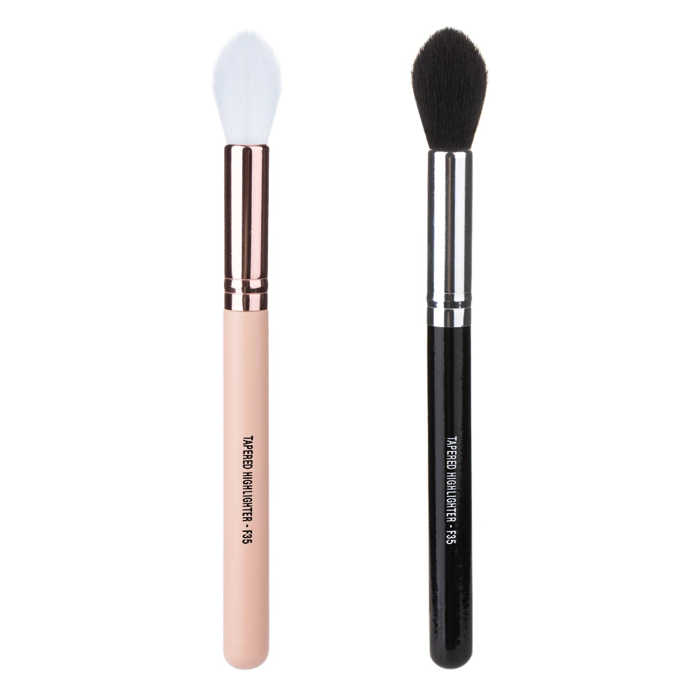 

Tapered Highlighter F35 Perfect Fluffy Face Powder Makeup Brush Eyes Blending Tools Makeup Private Label, Pink and black