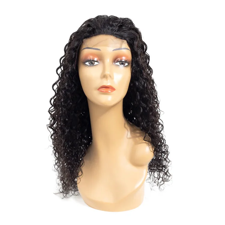 

4X4 Lace Frontal Wigs Kinky Curly Brazilian Pre Plucked Lace Wig Glueless Human Hair Wigs for Black Women with Baby Hair, Natural color #1b;accept customer color chart