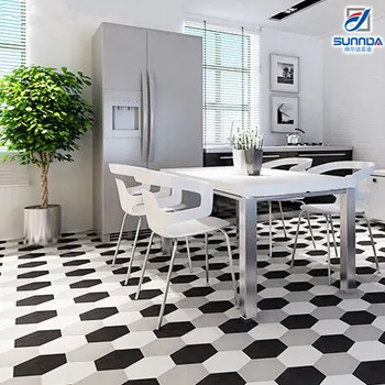 Small Size White And Black Tiles Matte Kitchen Hexagon Backsplash