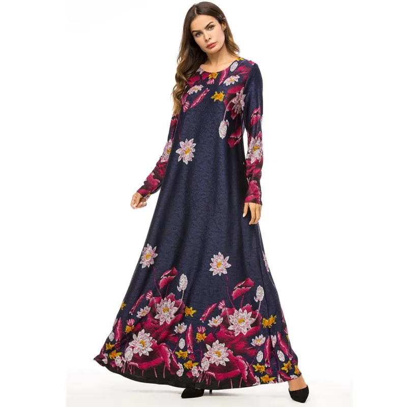 

M- 4XL Plus Size Designer Maxi Dress Women Long Sleeve Full Length Gorgeous Floral Party Dress Y10589