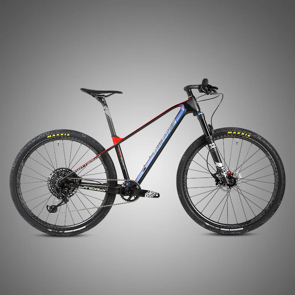 

27.5er / 29er Carbon Frame Bicycle Mountain Bike for Adult, Blackred / blackorange / blackti