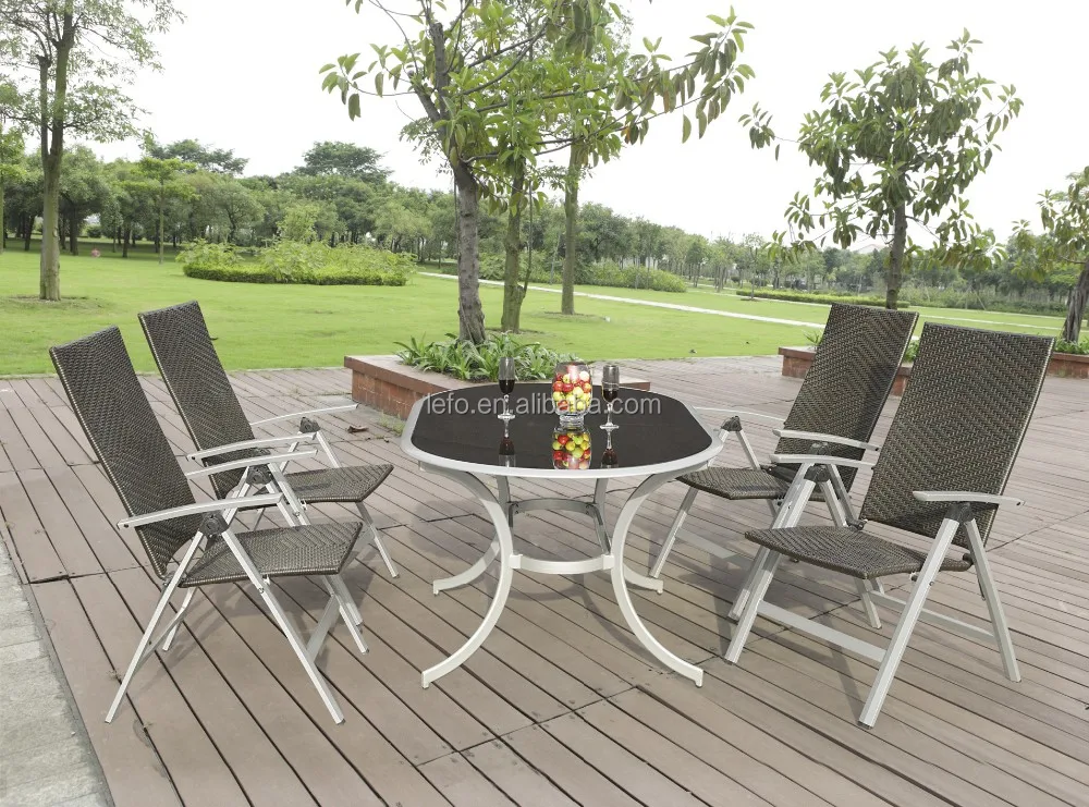 Foldable Rattan Furniture Dining Table And Folding Chairs Set - Buy