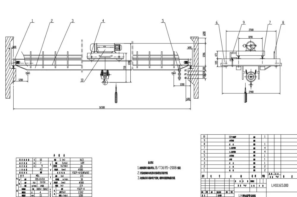
Single / Double Girder Traveling Light Overhead Crane Drawing up to 10 ton 