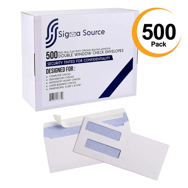 500 8 Self Seal Security Tinted Double Window Quickbooks Checks
