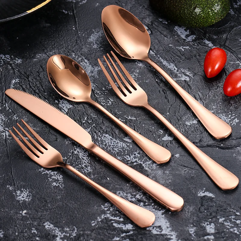 

customized cheap stainless steel flatware 5pcs cutlery set Western Utensils Black Silverware Set Tableware Service for 4