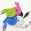 Candy Color Flat Noodle 2A Portable Mini Power Bank Cable Charging Cord PVC Micro USB Data Sync Charger Cable for Samsung S7