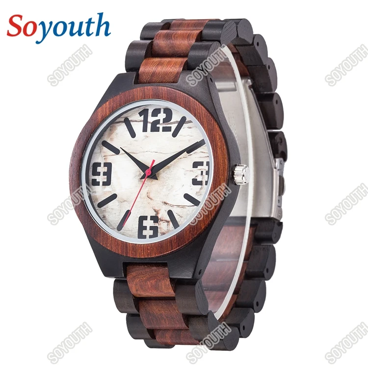 

OEM Luxury wood watch Maple Men Japan Miyota 2035 Quartz Movement Wooden Men's Fashion Double Color Watch