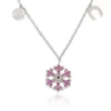 Vantage Snowflake and Letter Pendant Necklace Silver 925 Jewelry for Women
