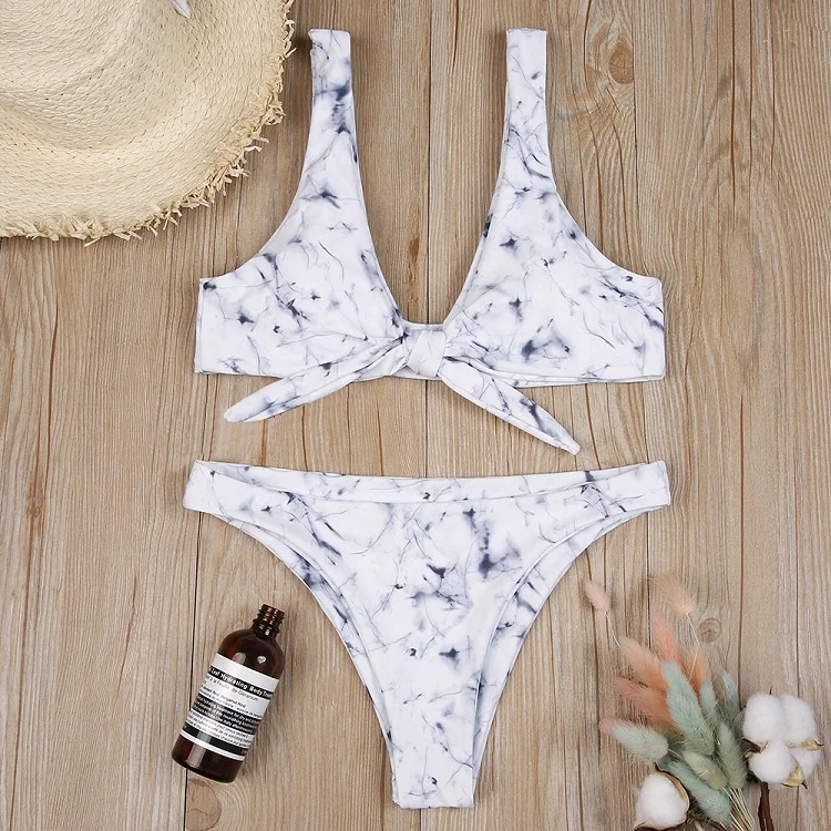 

New arrival sell well marble bikini two piece bathing suit, Gray