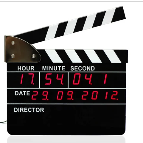 

Movie Slate Clapper Director Action Board LED Digital Alarm Clock With Calendar Display