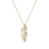 Trendy pretty 18k gold plated maple leaf shiny zircon silver 925 necklace pendant