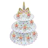 Baby Shower Kids Birthday Party Decoration Supplies Cartoon Three Tier Cake Stand Unicorn Party Cupcakes Holder