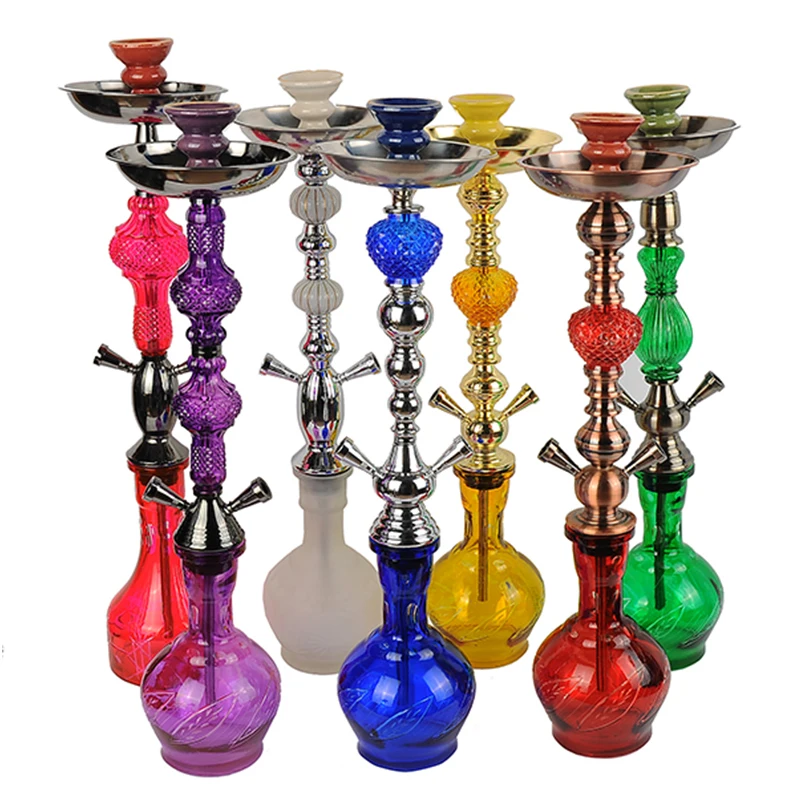 Big Metal Hookah Chicha 2 Hoses Shisha Pipes Colorful Glass Hookah Pot Buy Hookah Glass Shisha