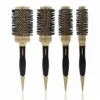 Round Aluminum Barrel Hairdressing Brush Hair Salon Professional Styling Tools Black Nylon Ionic Rotating Hairbrush