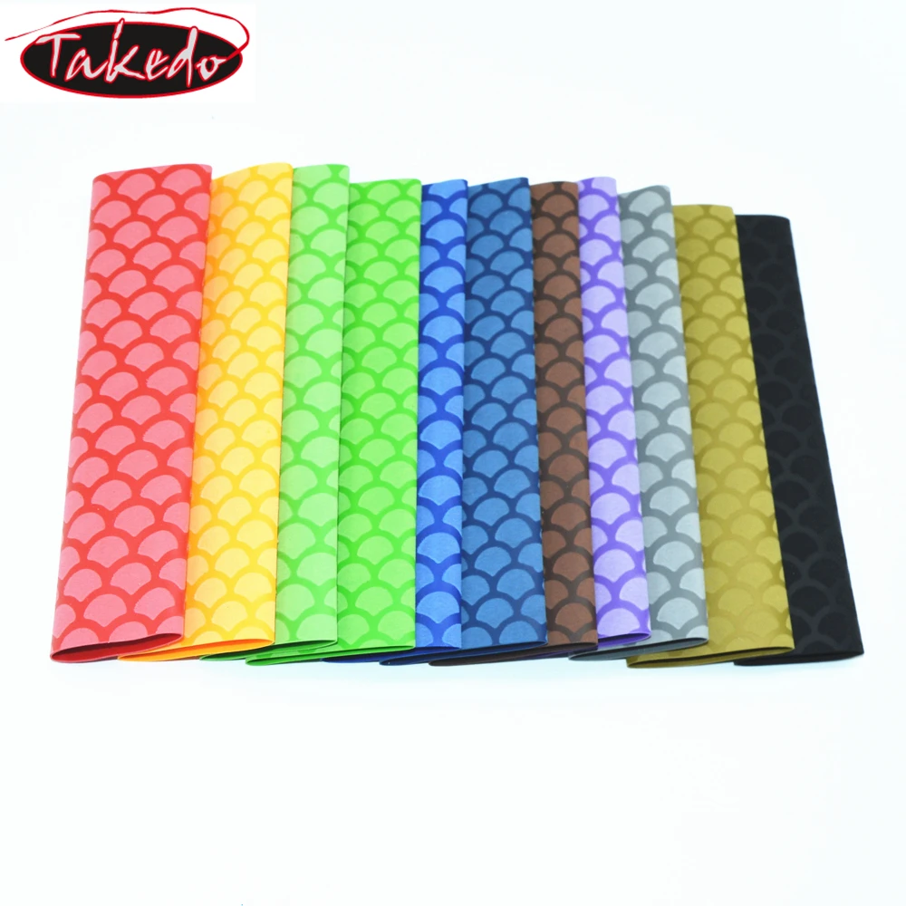TAKEDO Fishing Rod Fish Scale Pattern Antistatic Antiskid Sweat Absorption Handle Sleeve Heat Shrinkable Tube rod handle grip
