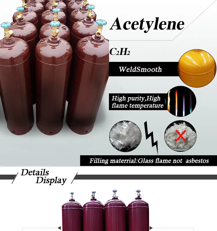 Cheap Price 25l Dissolved Acetylene Gas Cylinder 40bar Acetylene Gas