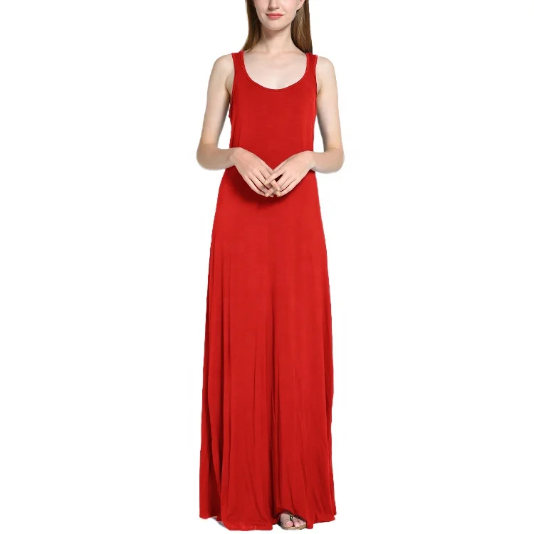 

Adult Dress Women Casual Sleeveless Beach Long Cami Maxi Tank Top Beach Dress, Red;steel blue;black;wine red;army green;dark green;etc.