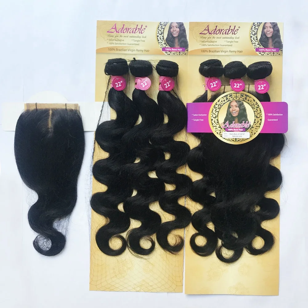 

Adorable body wave remy human hair weave 4pcs/lot with free closure,100% remi hair extensions 4*4 front lace closure 4pcs/set, Natural colors