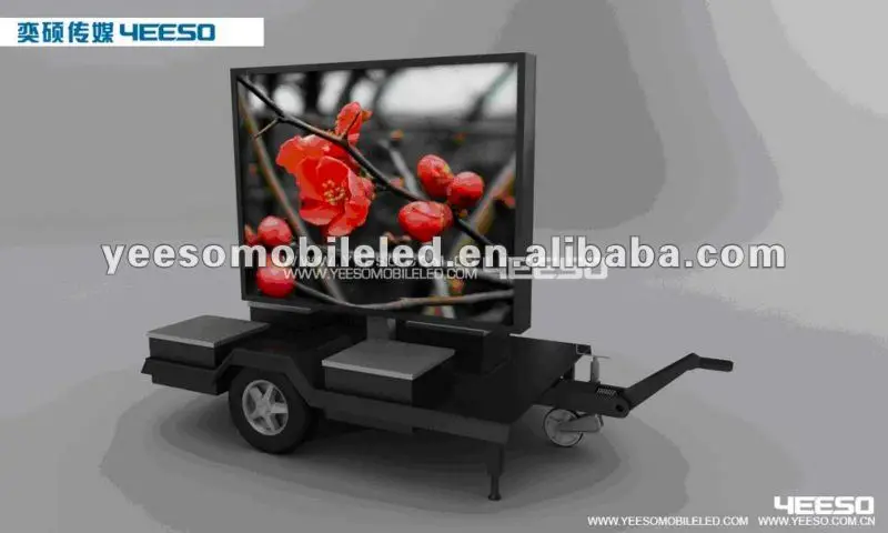 Outdoor P6/P10 full color mobile DIP LED display advertising trailer with battery for sale,YES-T5