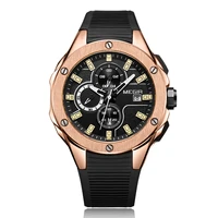 

MEGIR 2053 Megir Mens Top Brand Luxury Blue Silicone Chronograph Watch Army Military Quartz Sport Watches