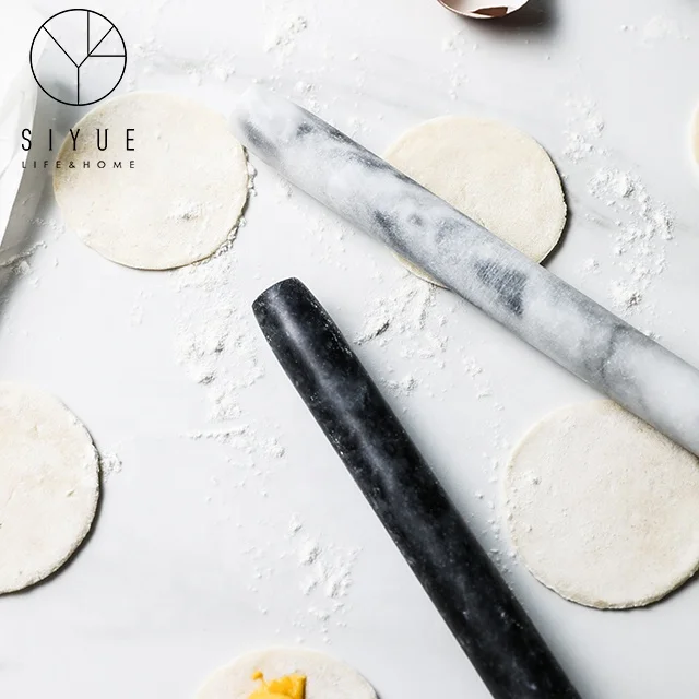 

Manual Dough Roller White Marble Dumpling Marble Rolling Pin Set 1361, Black,white,gray